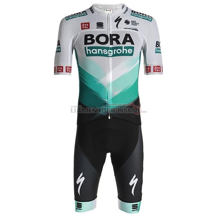 Abbigliamento Ciclismo Bora-Hansgrone Manica Corta 2021 Bianco Verde Nero